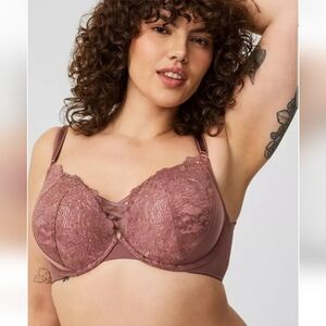NWOT Torrid Rose Mauve Lace XO Plunge Pushup Bra
